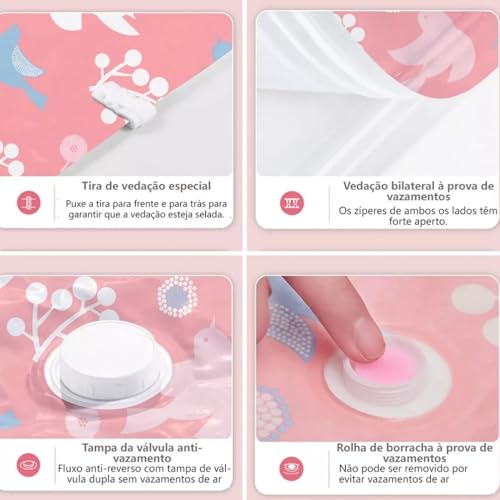 Kit 11 Saco a Vácuo Roupa Viagem + Bomba Western Mala Viagem Roupas Cobertor Edredom Vac Bag Guarda