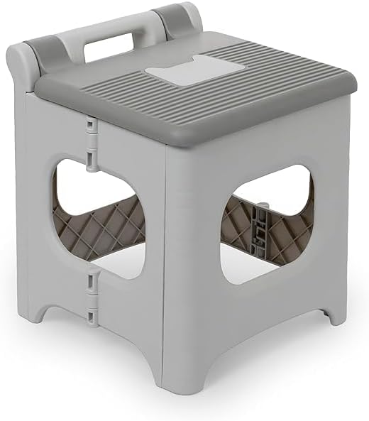Small Folding Step Stool Super Strong Foldable Stool for Adults & Kids Portable Plastic Non Slip Lightweight Space Saving Easy Folding Stools for Kitchen/Bathroom/Bedroom/Office (1Pcs)