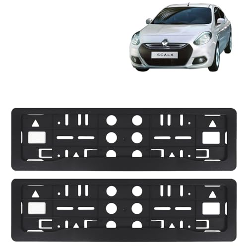 Image of KINGSWAY Scala Car Number Plate Frames for All 2011 to 2018 Models of Renault Car Registration Plate Holders, Black Licence Plate Covers (Front and Rear), Universal Size 51.5 x 14.5 cm