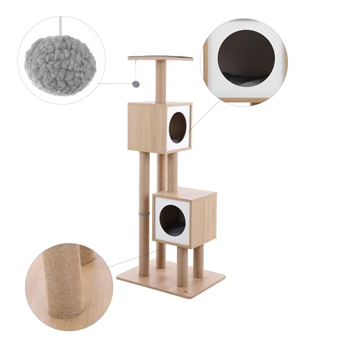 Árbol para gatos minimalista de 3 niveles de yute 56 pulgadas miniatura 3