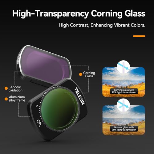 Image of TELESIN Magnetic CPL ND16 /ND64 /ND256 Filters Kit for DJI Osmo Pocket 3 4, HD Optical Glass /Multi-Coated Osmo Pocket 3 Neutral Density Polarising Filter, Pocket 4 Action Camera Creator Accessories
