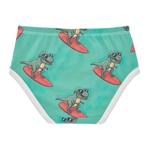 Girls Underwear, Cool Dinosaurs Green Toddler Panties, Girls Cotton Underwear, 2T–8 Years2