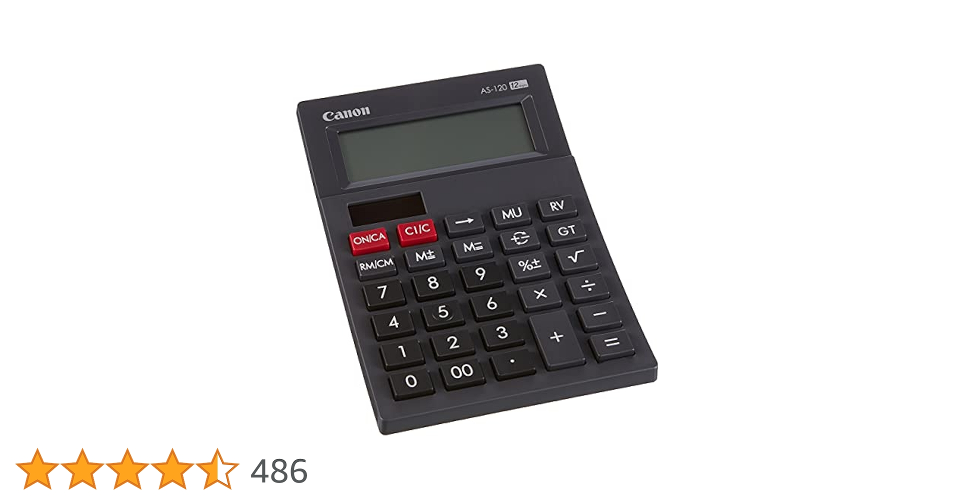 Canon AS 1200 Calcolatrice Da Tavolo - 12 Cifre, Alimentazione Solare E A Batteria
