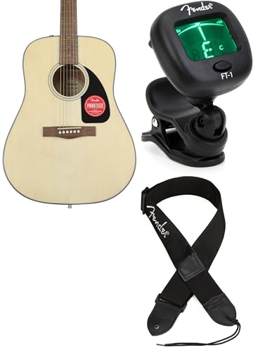 Fender CD-60 6-String Acoustic Guitar - Natural Finish, Spruce Top, Mahogany Back and Sides - Perfect for Beginners and Experienced Players