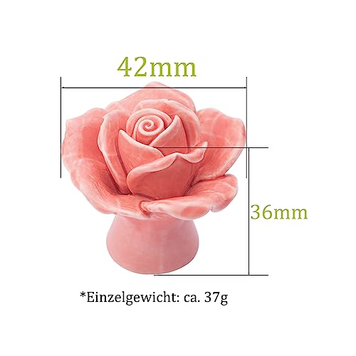 NAKUPENDA Ceramic Knobs 4 Pieces Ceramic Rose Flower Knob Drawer Knobs Porcelain Rose Furniture Knobs for Drawers Cupboards Cabinet Doors (Pink) - Image 4