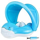 4UMOR Schwimmhilfe Baby ab 6 Monaten bis 3 Jahre Baby Schwimmring mit abnehmbarem Sonnendach, Baby Schwimmtrainer, Schwimmring Baby, Kinderboot Schwimmreifen mit Sonnenschutz für Babys, Kleinkinder