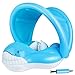 4UMOR Flotador Bebe Inflable Antivuelco Anillo de Natación con Sombrilla Ajustable Flotador Bebe 6 Meses -3 Años para Nadar Playa, Piscina