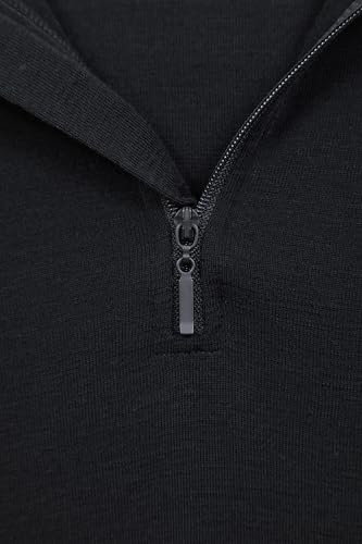 Mountain Warehouse Merino Mens Long Sleeved Thermal Baselayer Top - Lightweight, Breathable & Quick Wicking Jumper with Half Zip - for Walking & Hiking Black XL - Image 6