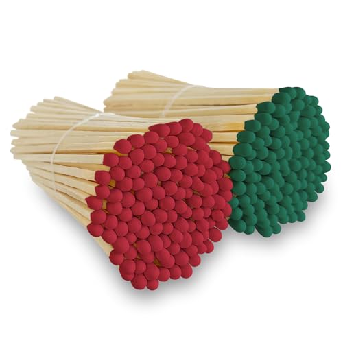 4” Christmas Themed Matches | Red & Green Colorful Safety Matches (200 Loose) w/Striker Stickers | Festive in Your Home or as a Holiday Gift for The Party Host, Candle Lover, Stocking Stuffer, etc.