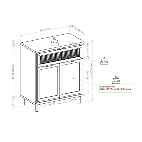 Walker Edison Furniture Company Mesh Metal Drop Down Door Wood Accent Entry Cabinet Bar Storage Entry Table Living Room Dining Room 30 Inch, Grey Wash #TOP2