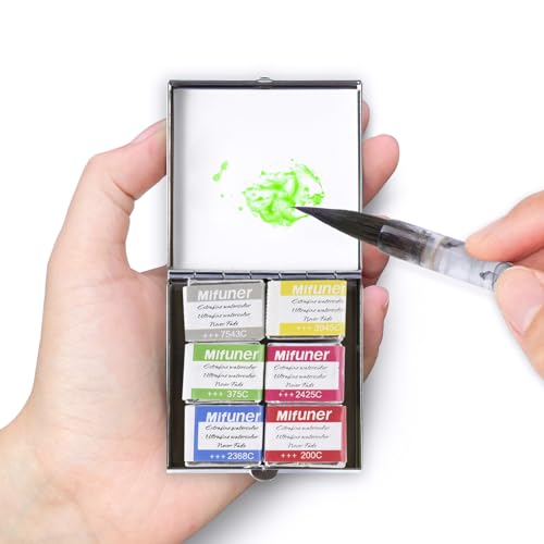 Mini Portable Handmade Artist Watercolor Paint,6 Colors Solid Watercolor