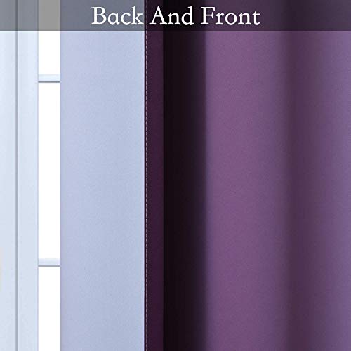 Image of SimpleHome Ombre Purple to Grey White Curtains for Living Room 52Wx84L | Room Darkening Curtains for Bedroom,Gradient Light Blocking Curtain,Thermal Insulated Grommet Window Drapes,2 Panels,84 Inch