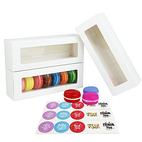 wraphay Macaron Packaging Box Macaron Gift Giving boxes, Pastry Boxes, Chocolate Dessert Treat Packaging with Clear Window (WHITE 8)