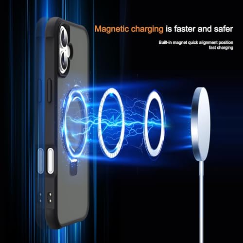 Image of iPhone 16 Plus Magsafe Stand Case | Matte Design & 360 Protection | Military-Grade Apple iPhone 16 Plus Cover | Ultra Premium - Black