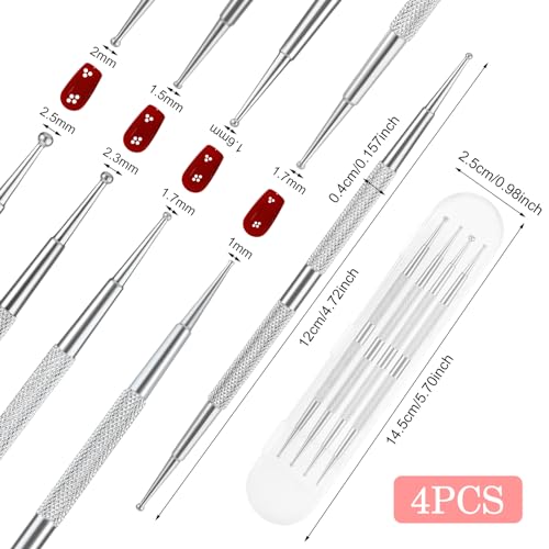 ASTER 4 peças de ferramentas de pontilhamento de arte de unhas, ferramentas profissionais de arte de