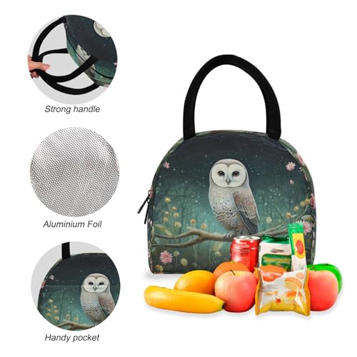 Fantastic Floral Owl Print Backpack Set with Lunch Bag, Large Capacity Travel Backpacks and Lunch Box Insulated for Commute Hiking Picnic4