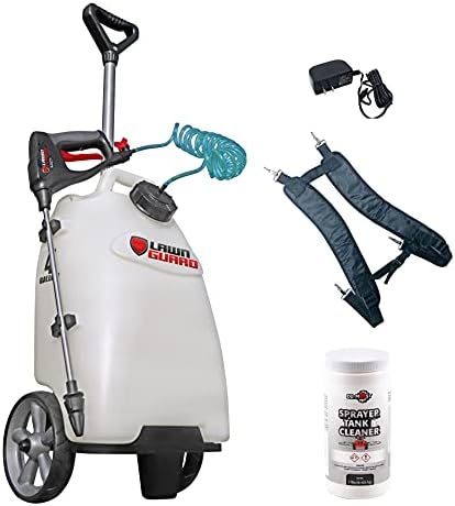 DU-MOST Fimco 5303079 Lawn Guard Multi Use Battery Powered Spot Sprayer for Small Scale Pest Control, 4 Gallon Polymer Tank, 0.2 GPM Diaphragm Pump Hand Gun, Charger & 1 Lb Sprayer Tank Cleaner