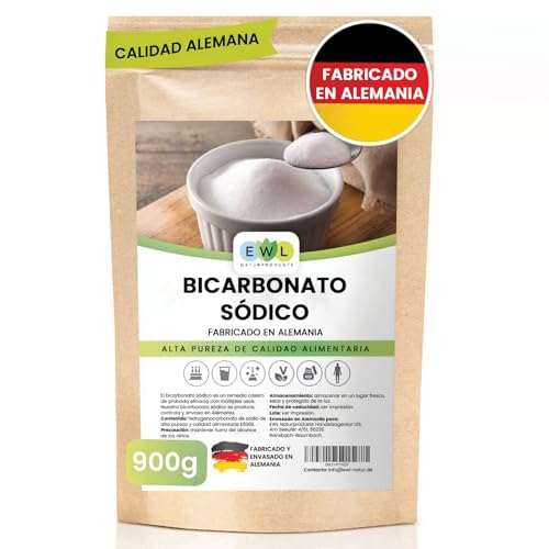 EWL Naturprodukte Bicarbonato de Sodio 900 g, Levadura en Polvo de alta Pureza y Calidad Alimentaria Alemana, Baking Soda