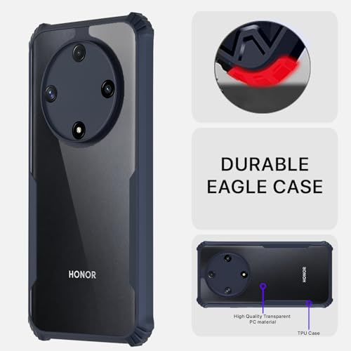 Image of Pikkme Back Cover for Honor X9b 5G | Ultra Hyrbid | Full Camera Protection | Raised Edge | Crystal Clear Transparent Bumper Case (Blue)