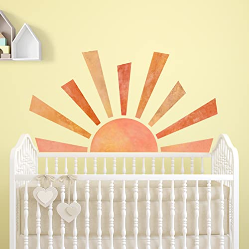 Vinilos decorativos sol gigante removibles naranja y amarillo miniatura 5