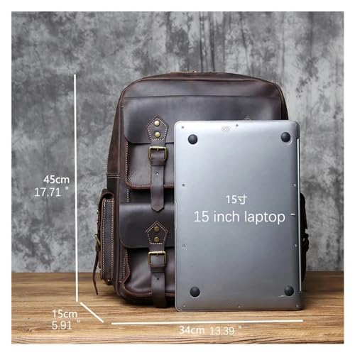 Retro Leather Backpack For Men Large Capacity Genuine Leather Mens Backpack Cowhide Travel Bag For Men(Retro brown)4