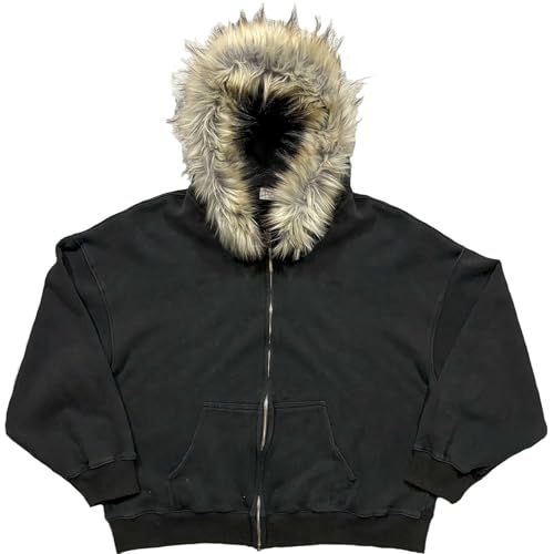 DASONLUE Sudadera para hombre con capucha, chaqueta deportiva reversible con forro a cuadros, ajuste relajado, sudadera con capucha, cómoda, transpirable, chaqueta de invierno Y2K Hip Hop, X04 Black