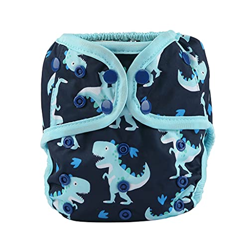 Hibaby One Size Cloth Diaper Cover Snap With Double Gusset (Baby Dinosaur), One Fit All