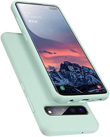 E Segoi Samsung Galaxy S10 5G Case (5G VERSION ONLY), Liquid Silicone Gel Rubber Shockproof Case Soft Microfiber Cloth Lining Cushion Compatible With Galaxy S10 5G 6.7 inch [2019] - Mint