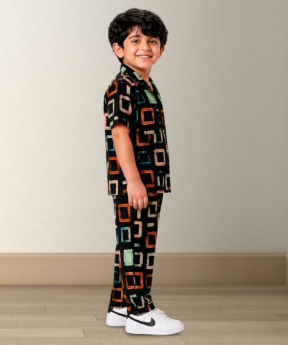 Image of 3BROS Unisex Pure Cotton Short Sleeve Kids Night Dress for Boys & Girls Nightwear /Sleepsuit /Sleepwear /Loungewear Night Suit for Boys and Girls Top and Pyjama Combo Set