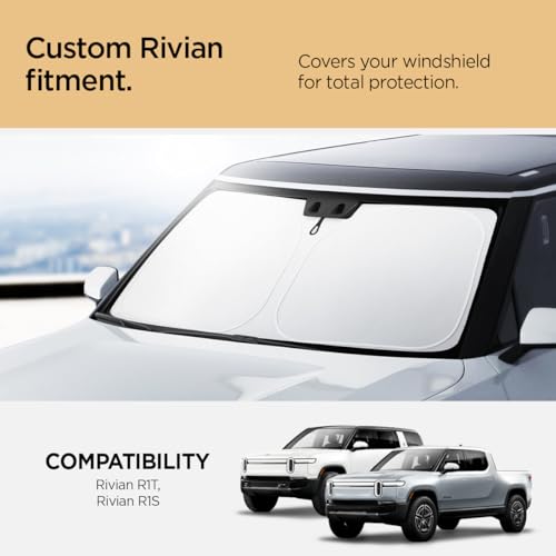 Image of Spigen Triple-Coated CryoShade Front Windshield Sunshade (Reinforced Velcro Strap) Designed for Rivian R1T & R1S