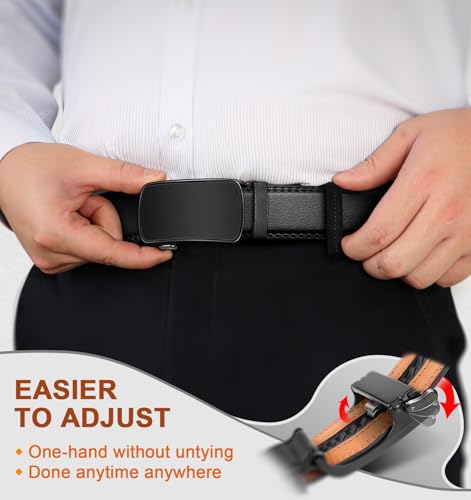 BULLIANT Men Belt 2 Gift Pack, Ratchet Belt Fully Adjustable For Men Dress Casual Pants Jeans 1 3/8" -Noncuttable4