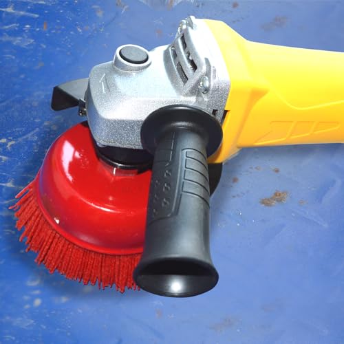 Nylon Topfbürste, Außendurchmesser 125 mm | Innengewinde M14x2, Nylon Filament Schleifmittel Drahtbecherbürste zur Rostentfernung, Metallpolitur und Reinigung