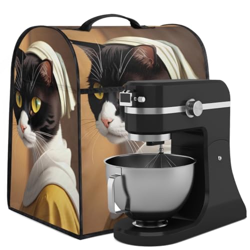 Coffee Maker Cover Cat Girl With A Pearl Earring Kitchen Appliance Covers Small Appliance Covers Blender Cover Juicer Cover Dust Covers for Kitchen Appliances with Top Handle and Pockets,C134