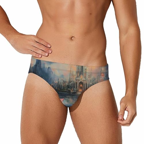 Lotuses Palace Men's Swim Brief Sexy Bikini Swimwear Swimsuit Trunks Bathing Suits