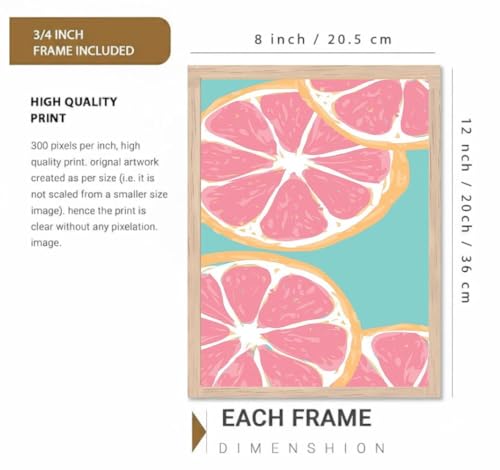Image of BLINKART Fruit Pattern Aesthetic Modern Art Walls With Frame | Natural Wood Texture | Living Room Bedroom Office Wall Decoration | Poster Home Decor Frames Wall Bedroom | 12x8 Inches (D578)