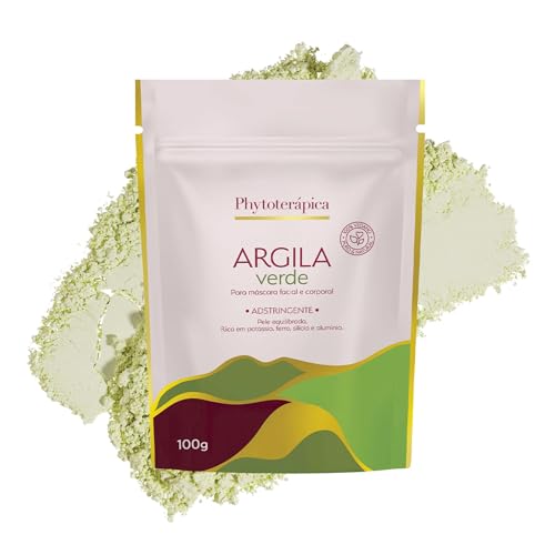 Phytoterápica Argila Verde Sachê 100g - Máscara Adstringente Facial e Corporal - Nutre, Revitaliza e Elimina Resíduos da Pele