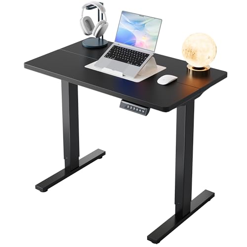 HUANUO 32' Small Electric Standing Desk Adjustable Height, 4 Memory Height Settings, Sit Stand Up Desk for Home Office & Computer Workstation, Black