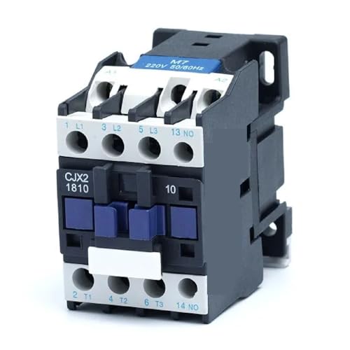CJX2-1810 AC Contactor, 18A 3 Phase 3 Pole, 220V 50/60Hz Coil Voltage, DIN Rail Mounted, 3P+1NO Normally Open Contacts