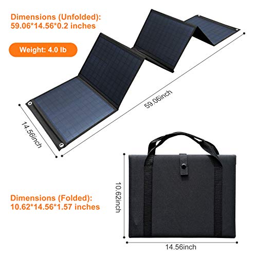 Keshoyal Foldable Solar Panel – 60W Portable Solar Panels With 5V Usb And 18V Dc For Camping,Cell Phone,Tablet And 5-18V Devices – Compatible With Solar Generators Power Stations #TOP4