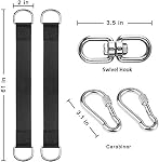 Tree Swing Straps Hanging Kit Holds 2200 lbs, 5FT Swing Straps 2 Pack Tree Protector Mats with 2 Safety Heavy Duty Carabiner & 1 Stainless Steel Swivel, Carry Bag Included, Perfect for Hammocks & Most Swing Seats
