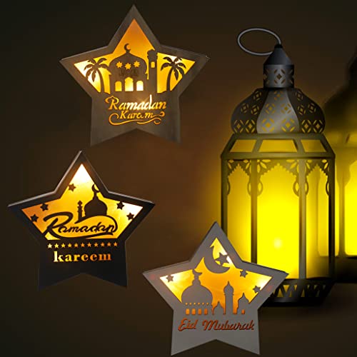 Eid Crafts Night Light Ramadan Moon Star Led Lights Mubarak Lamp Decorations Gift Home Bedroom Party Table Lantern Ornaments For Muslims Islamic - B #TOP3