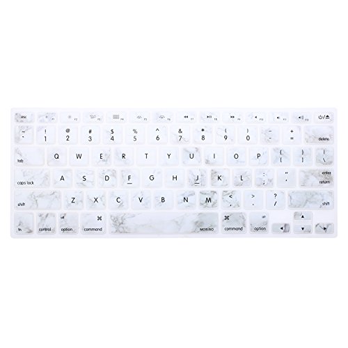 MOSISO Silicone Keyboard Cover Compatible with MacBook Air 13 inch A1466 A1369 2010-2017&Compatible with MacBook Pro 13/15 (with/Without Retina Display, 2015 or Older Version), Gray Marble White Base
