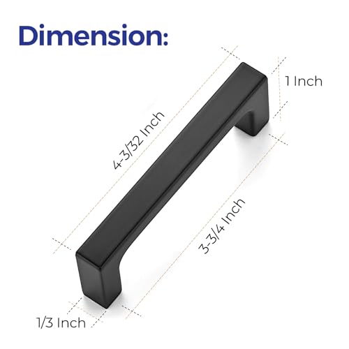Image of Ravinte 15 Pack Solid 3-3 /4 Inch Kitchen Square Cabinet Handles Matte Black Pulls Drawer Pulls Kitchen Cabinet Hardware Flat Black Handles