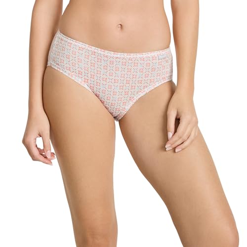 Image of Jockey Women's Underwear Plus Size Elance Bikini - 3 Pack, Paradise Peach /Peach Garden Geo /Echo Blue, 8