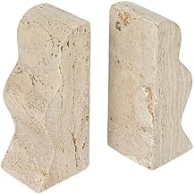Creative Co-Op Decorative Travertine Wave Bookends, Natural, Set of 2
