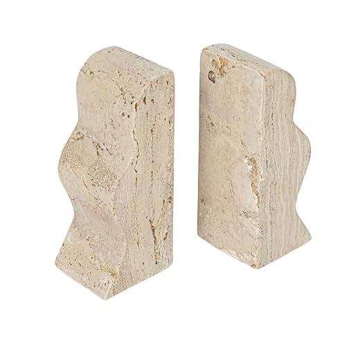 Creative Co-Op Decorative Travertine Wave Bookends, Natural, Set of 2