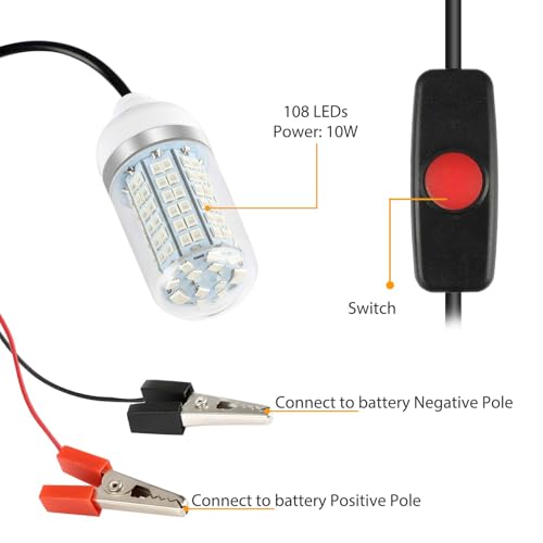 Linkstyle S060570-L001356929FBA Green Underwater Fishing Light, 12V 10W Led Submersible Fishing Light Finder Attractants thumb #4
