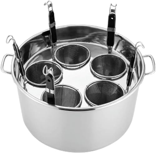 CCKUYT Pasta Pots Stainless Steel Multipots, Pasta Cooker Steamer, Pasta Cooker Insert Set With Strainer Basket For Home Kitchen Restaurant Commercial Cooking Cookware, 5Holes