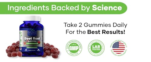 Image of Beet Root Gummies with Pomegranate Flavor - 3000MG of Beet Root Per Serving- 60 Gummies 30 Day Supply