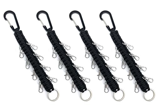 Forieru 4Pcs Cheer Bow Holders - Handmade Mountaineering Buckle For Teen Girls Cheerleading, Sports Backpack Accessories Organizer With 8 Hooks (Black)